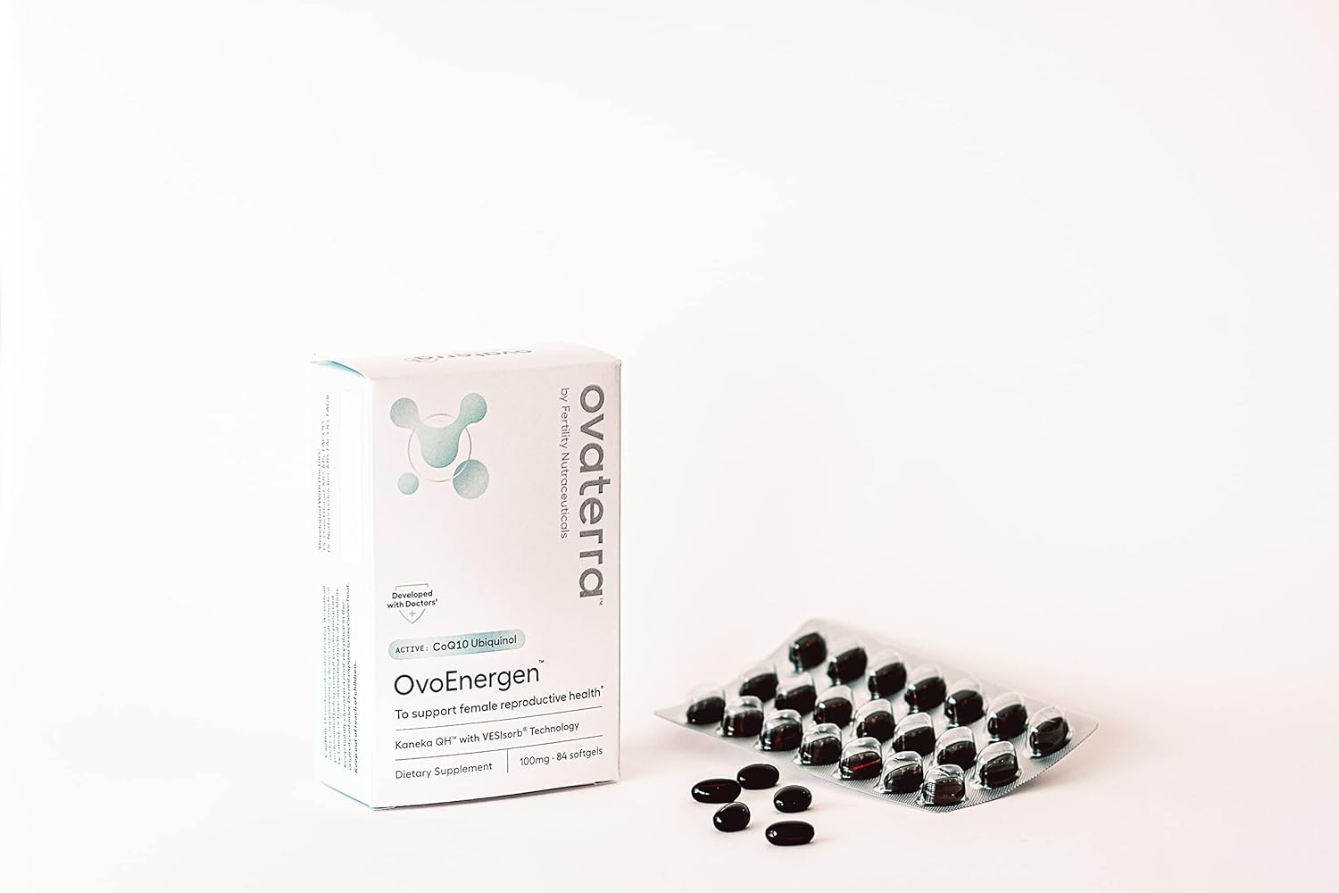 Ovaterra OvoEnergen Ubiquinol CoQ10 100mg Softgels with VESIsorb® Technology - Fertility Booster for Women, Reproductive Health Support (84 Softgels)