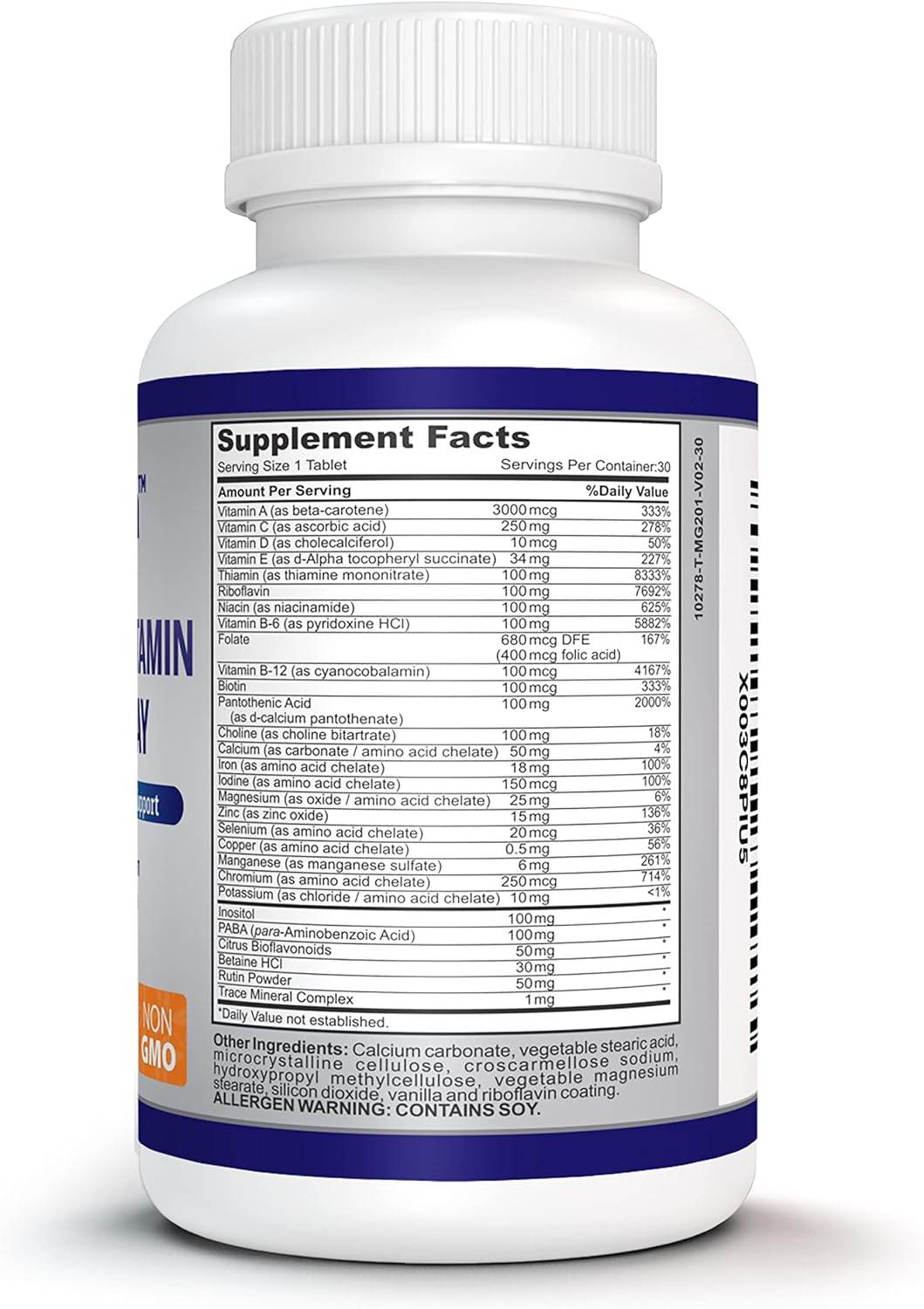 O!VITA Mega Multivitamin: Daily Immune Support with Full Spectrum of Vitamins & Minerals - 30 Non-GMO Tablets