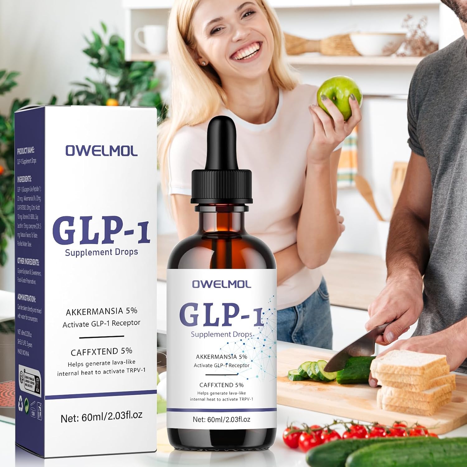 OWELMOL GLP-1 Supplement Drops - 2 Fl Oz (2 Pack) for Men and Women - GLP1 Formula