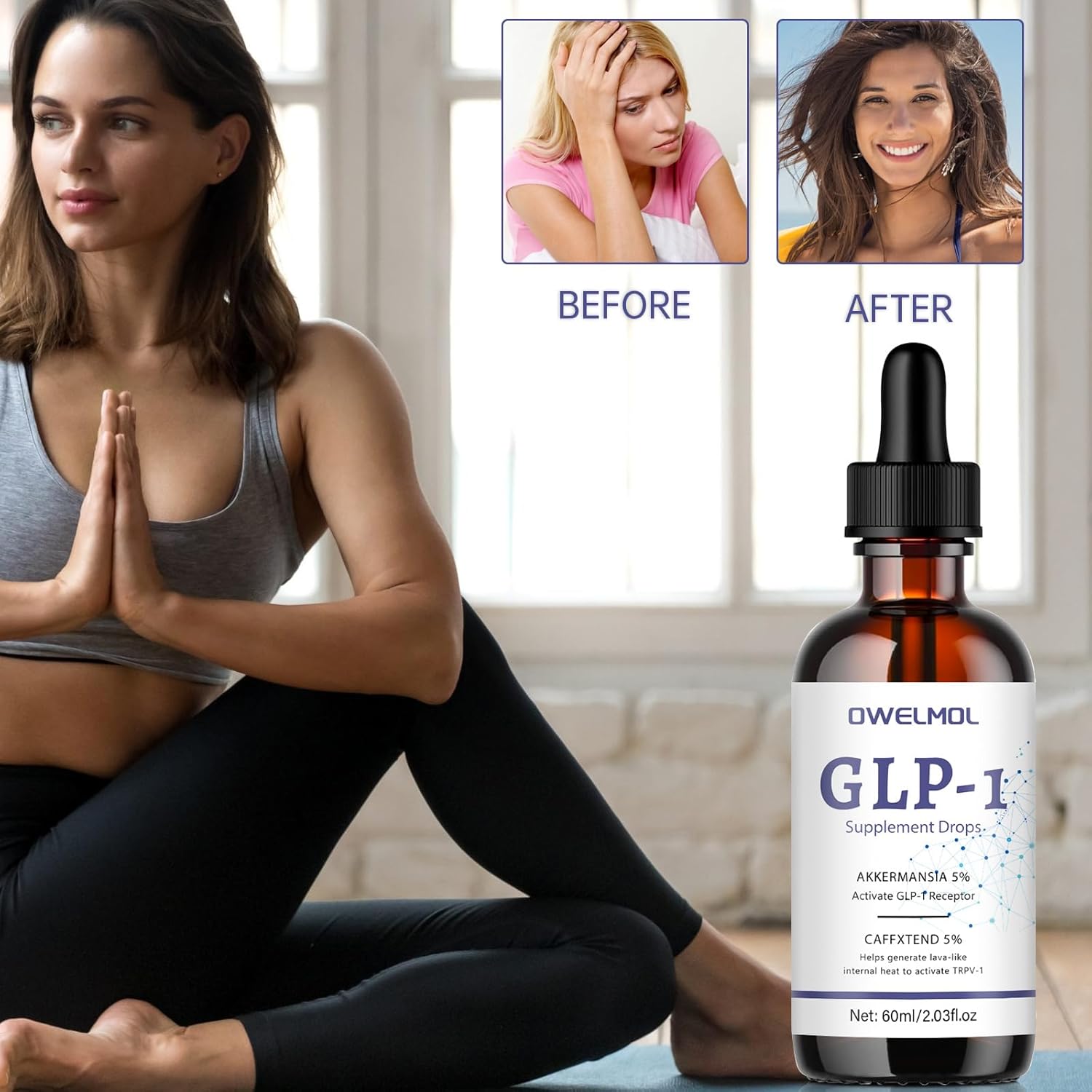 OWELMOL GLP-1 Supplement Drops - 2 Fl Oz (2 Pack) for Men and Women - GLP1 Formula