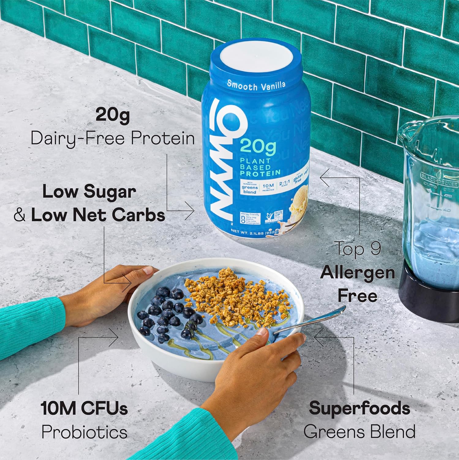OWYN Dairy Free Protein Powder with 20g Protein, Probiotics, Superfoods Greens, Vanilla Flavor - 2.1 Pound Pack