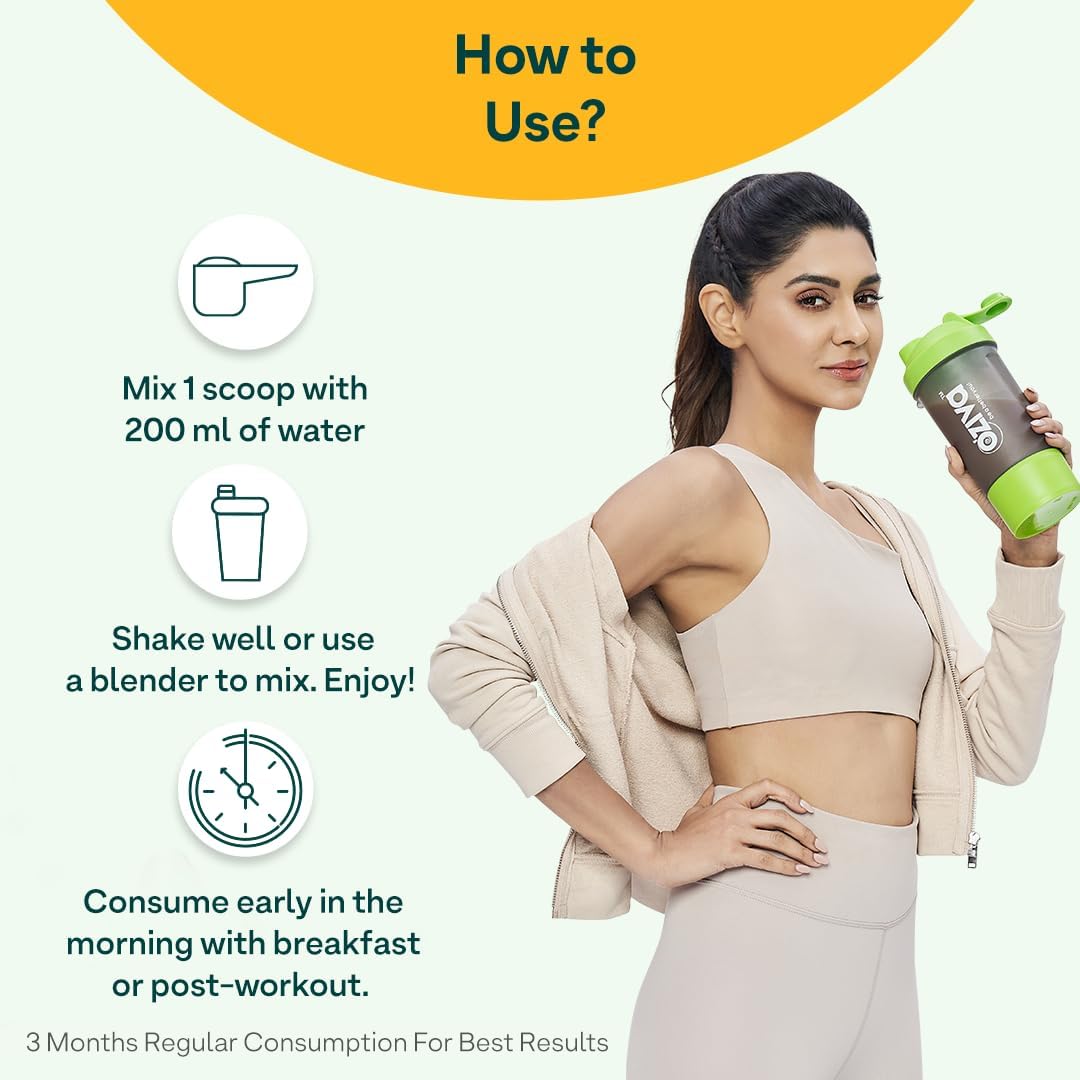 OZIVA Protein & Herbs for Women with Multivitamins, Curcumin, Shatavari, Tulsi for Improved Metabolism, Hormonal Balance, Skin & Hair Health - Vanilla Almond (500g)