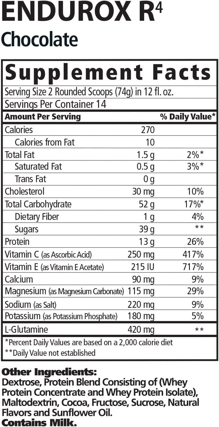PacificHealth Endurox R4 Chocolate Post Workout Recovery Drink Mix - 2.29 lb, 14 Servings - Protein, Carbs, Electrolytes, Antioxidants
