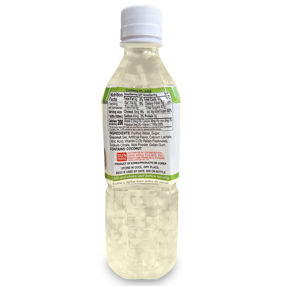 Pack of 10 Parrot Brand Coconut Flavored Aloe Vera Juice Drinks, 16.9 oz (500mL)