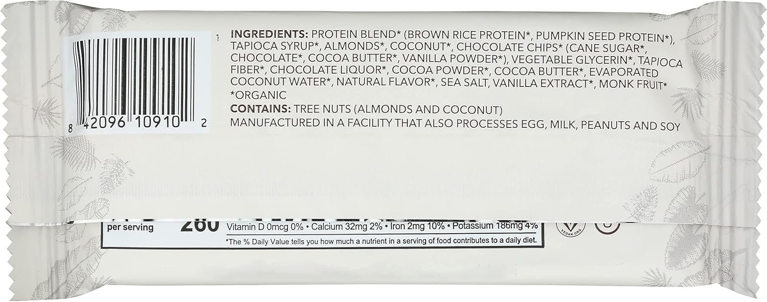 Pack of 12 Aloha Coconut Chocolate Almond Protein Bars, Plant Based, Non GMO - 1.98 Ounces
