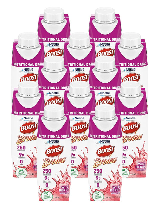 Pack of 12 Boost Breeze Wildberry Nutritional Drinks, 8 Fl Oz Each
