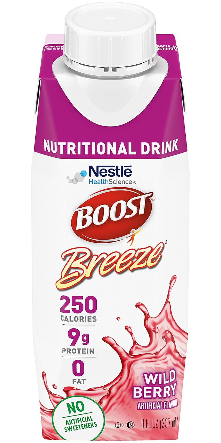 Pack of 12 Boost Breeze Wildberry Nutritional Drinks, 8 Fl Oz Each