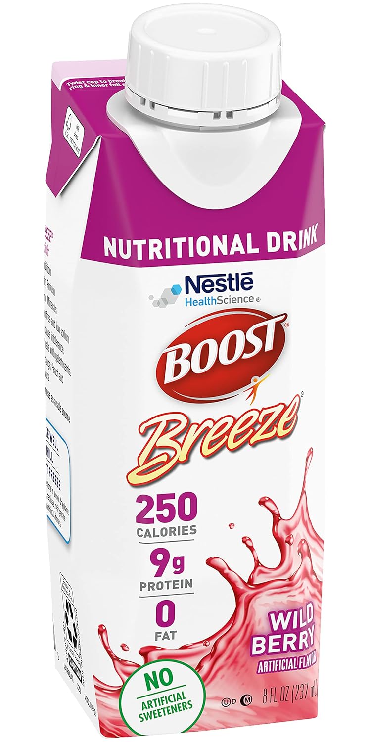 Pack of 12 Boost Breeze Wildberry Nutritional Drinks, 8 Fl Oz Each