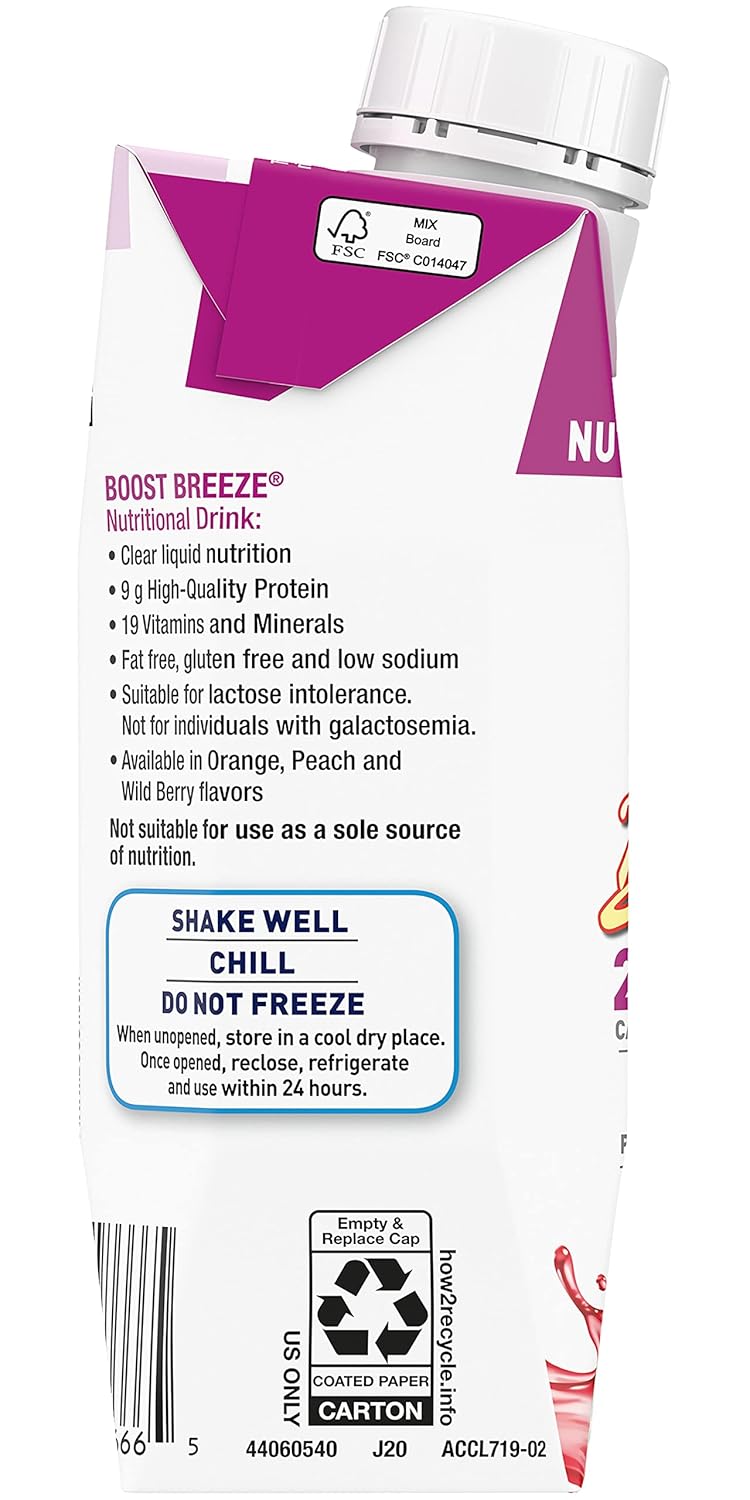 Pack of 12 Boost Breeze Wildberry Nutritional Drinks, 8 Fl Oz Each