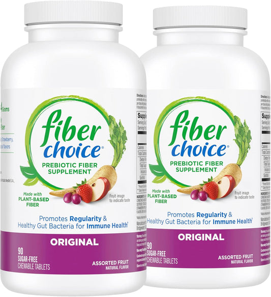 Pack of 180 Fiber Choice Daily Prebiotic Fiber Chewable Tablets in Assorted Fruit Flavors