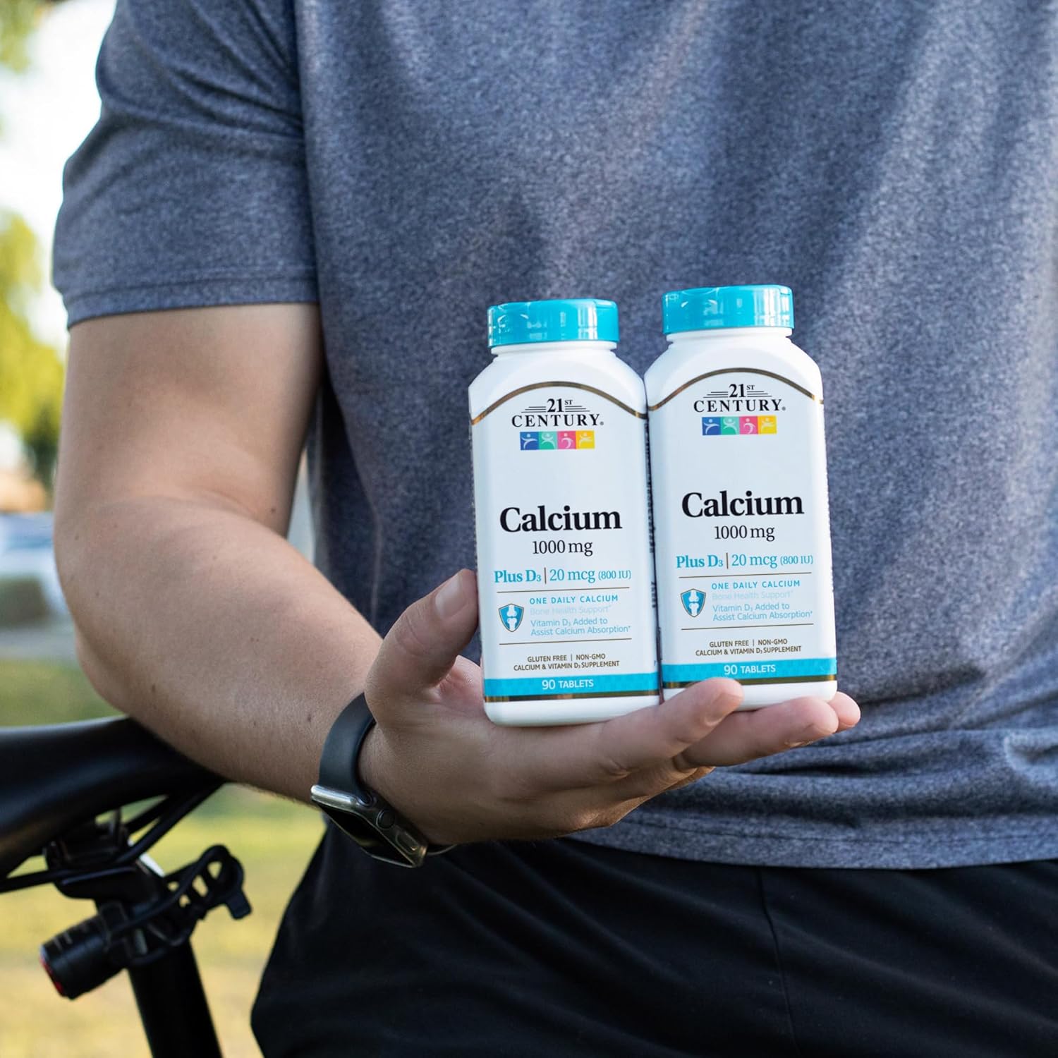Pack of 2: 21st Century Calcium Plus D Tablets, 1000 mg, 90 Count - Bone Health Support Supplement