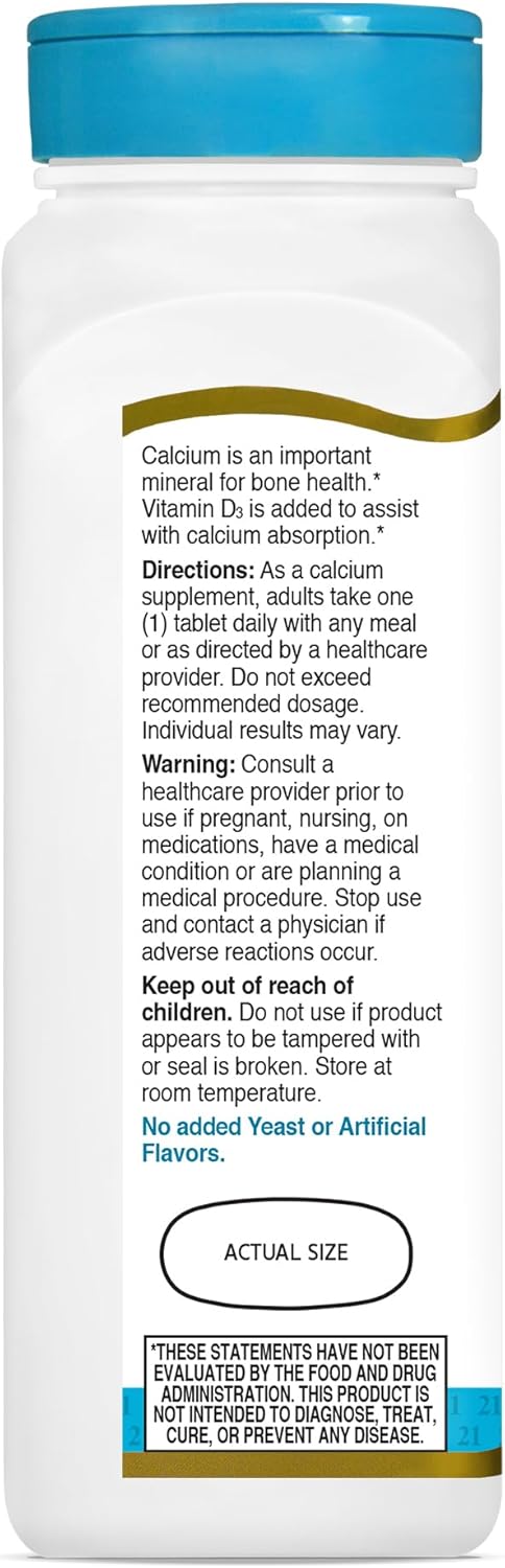 Pack of 2: 21st Century Calcium Plus D Tablets, 1000 mg, 90 Count - Bone Health Support Supplement