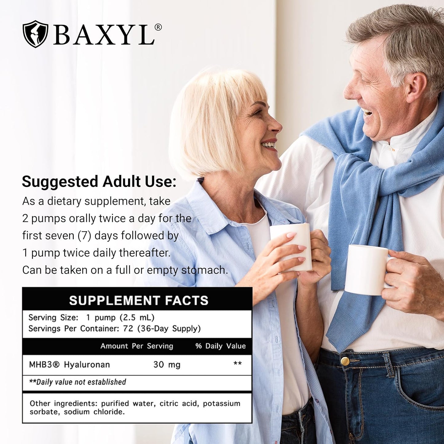 Pack of 2 BAXYL Liquid Hyaluronan Acid Supplements for Joint Relief - 6 oz. each