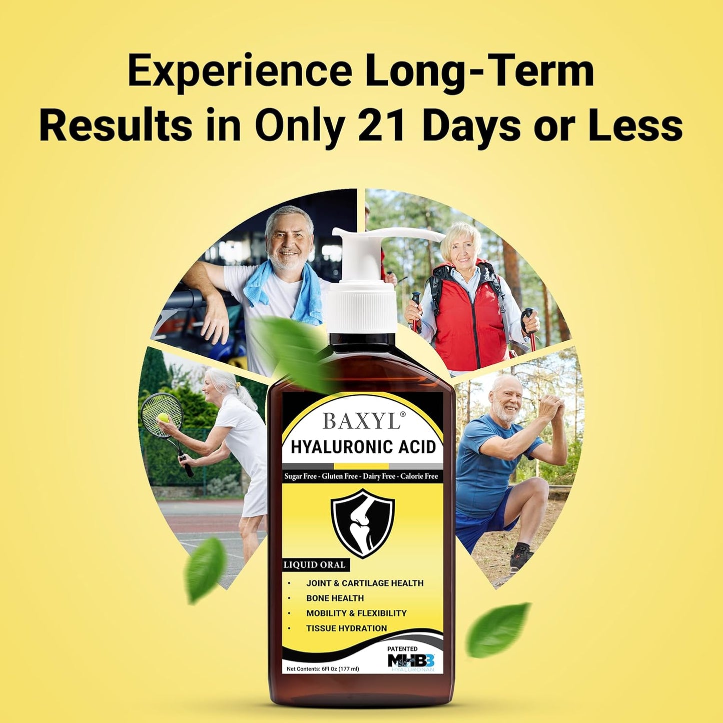 Pack of 2 BAXYL Liquid Hyaluronan Acid Supplements for Joint Relief - 6 oz. each