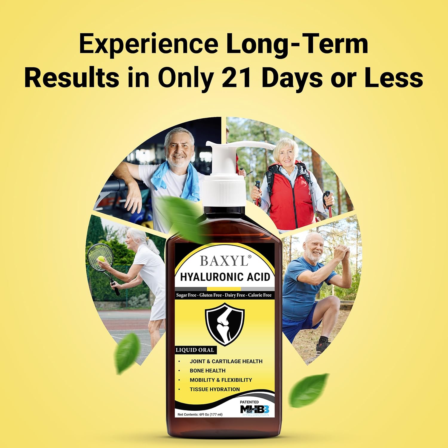 Pack of 2 BAXYL Liquid Hyaluronan Acid Supplements for Joint Relief - 6 oz. each