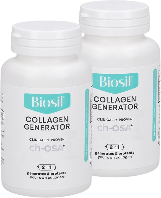 Pack of 2 Biosil Collagen Generator Liquid Capsules with Patented ch-OSA Complex - Generate & Protect Collagen - GMO Free - 60-Day Supply