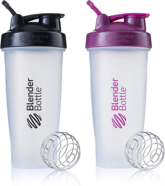 Pack of 2 BlenderBottle Classic Shaker Bottles, Ideal for Protein Shakes and Pre Workout, 28 oz, Assorted Colors