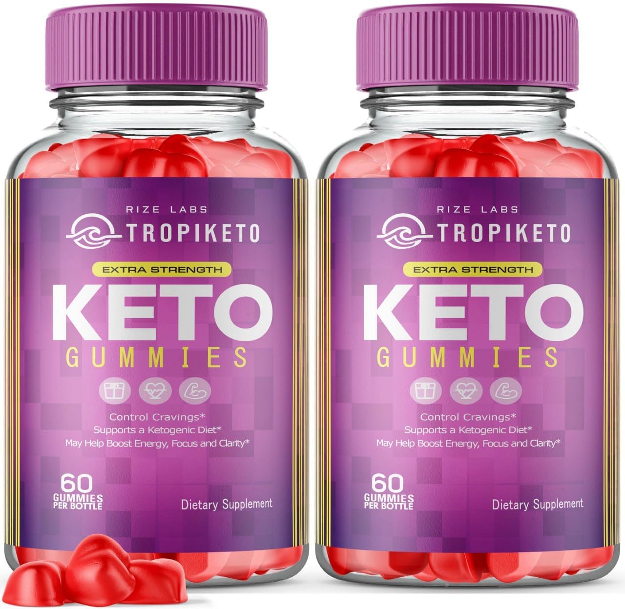 Pack of 2 Extra Strength TropiKeto ACV Gummies for Advanced Slimming Formula - Keto Supplement with Tropi Keto Gummy Reviews - 120 Gummies