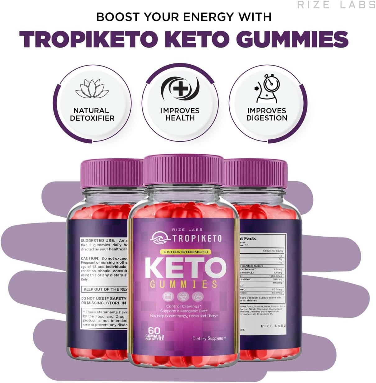 Pack of 2 Extra Strength TropiKeto ACV Gummies for Advanced Slimming Formula - Keto Supplement with Tropi Keto Gummy Reviews - 120 Gummies