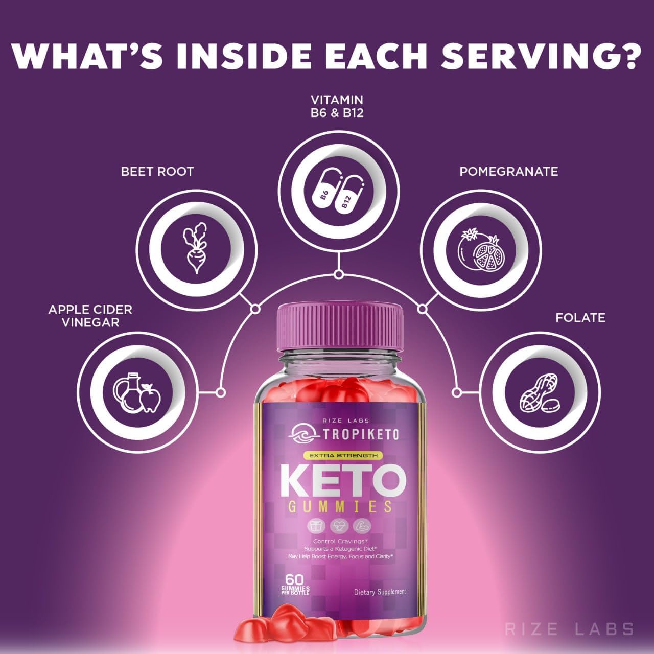 Pack of 2 Extra Strength TropiKeto ACV Gummies for Advanced Slimming Formula - Keto Supplement with Tropi Keto Gummy Reviews - 120 Gummies