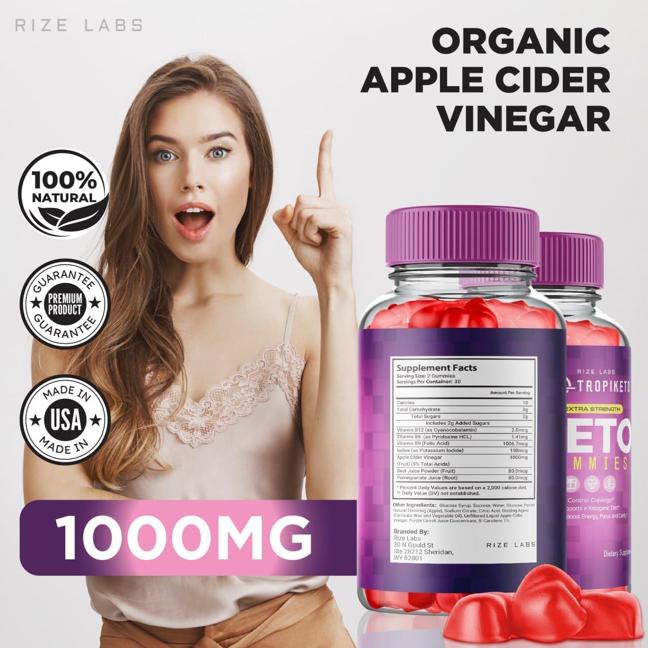 Pack of 2 Extra Strength TropiKeto ACV Gummies for Advanced Slimming Formula - Keto Supplement with Tropi Keto Gummy Reviews - 120 Gummies