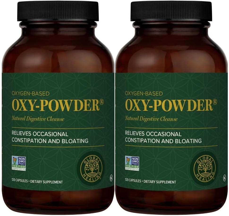 Pack of 2 Global Healing Center Oxy-Powder Colon Cleanse Detox - Natural Intestinal Cleanser with Oxygen, 120 Count