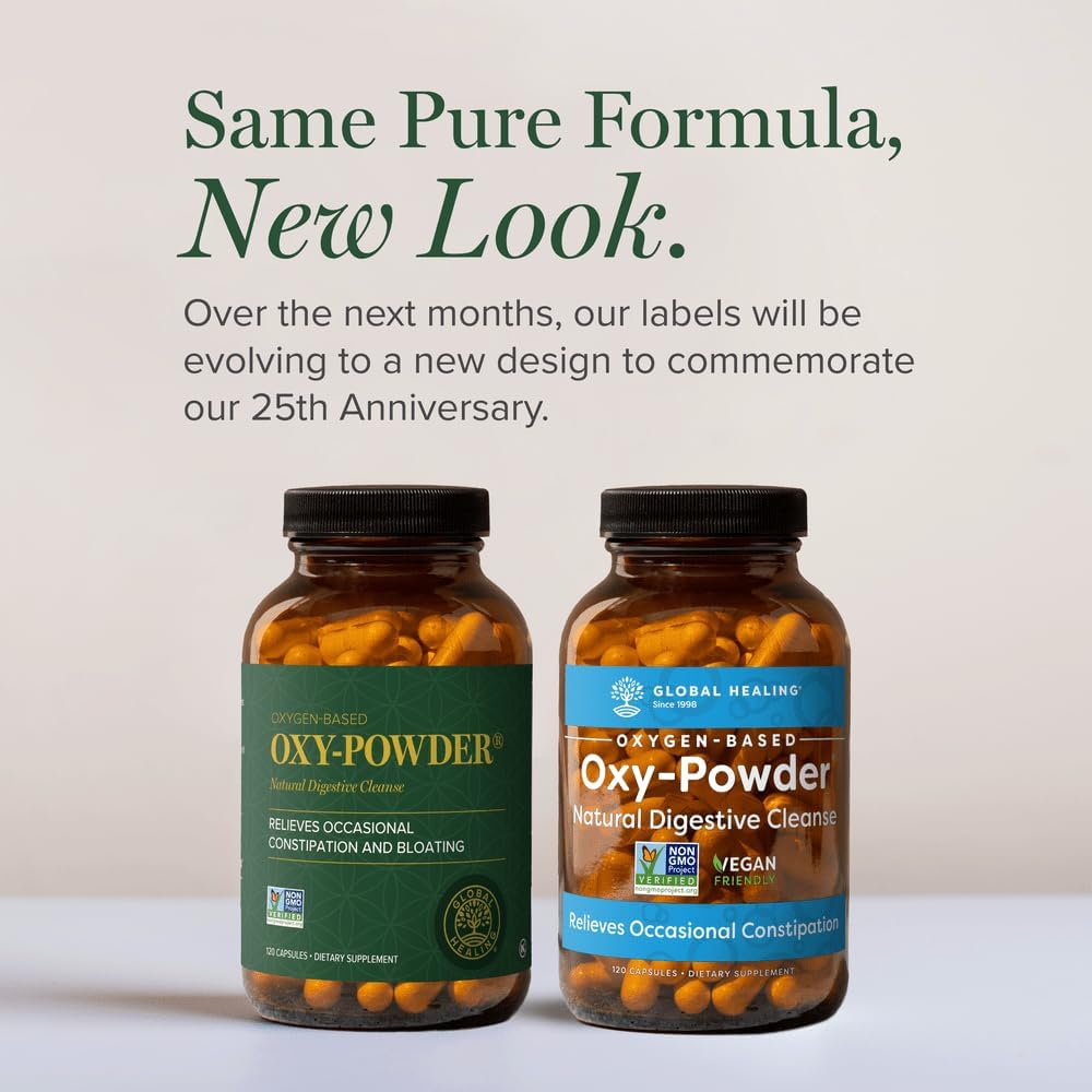 Pack of 2 Global Healing Center Oxy-Powder Colon Cleanse Detox - Natural Intestinal Cleanser with Oxygen, 120 Count