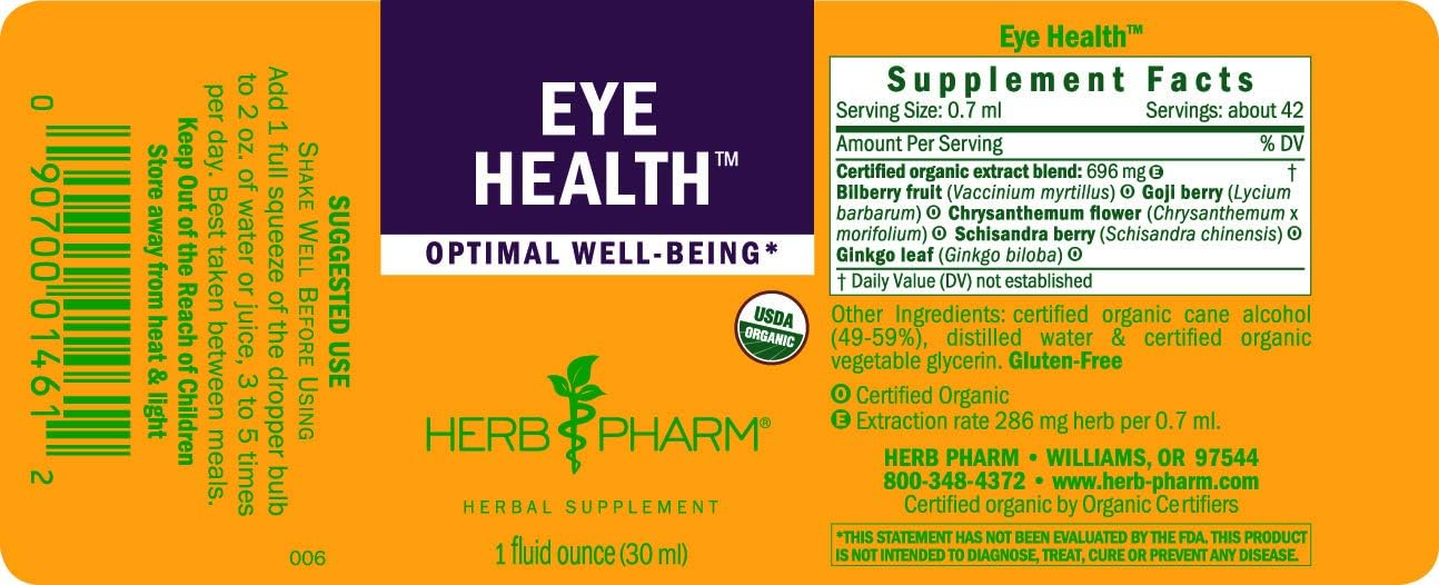 Pack of 2 Herb Pharm Eye Health Liquid Herbal Formula with Bilberry and Goji Extracts - 1 Ounce