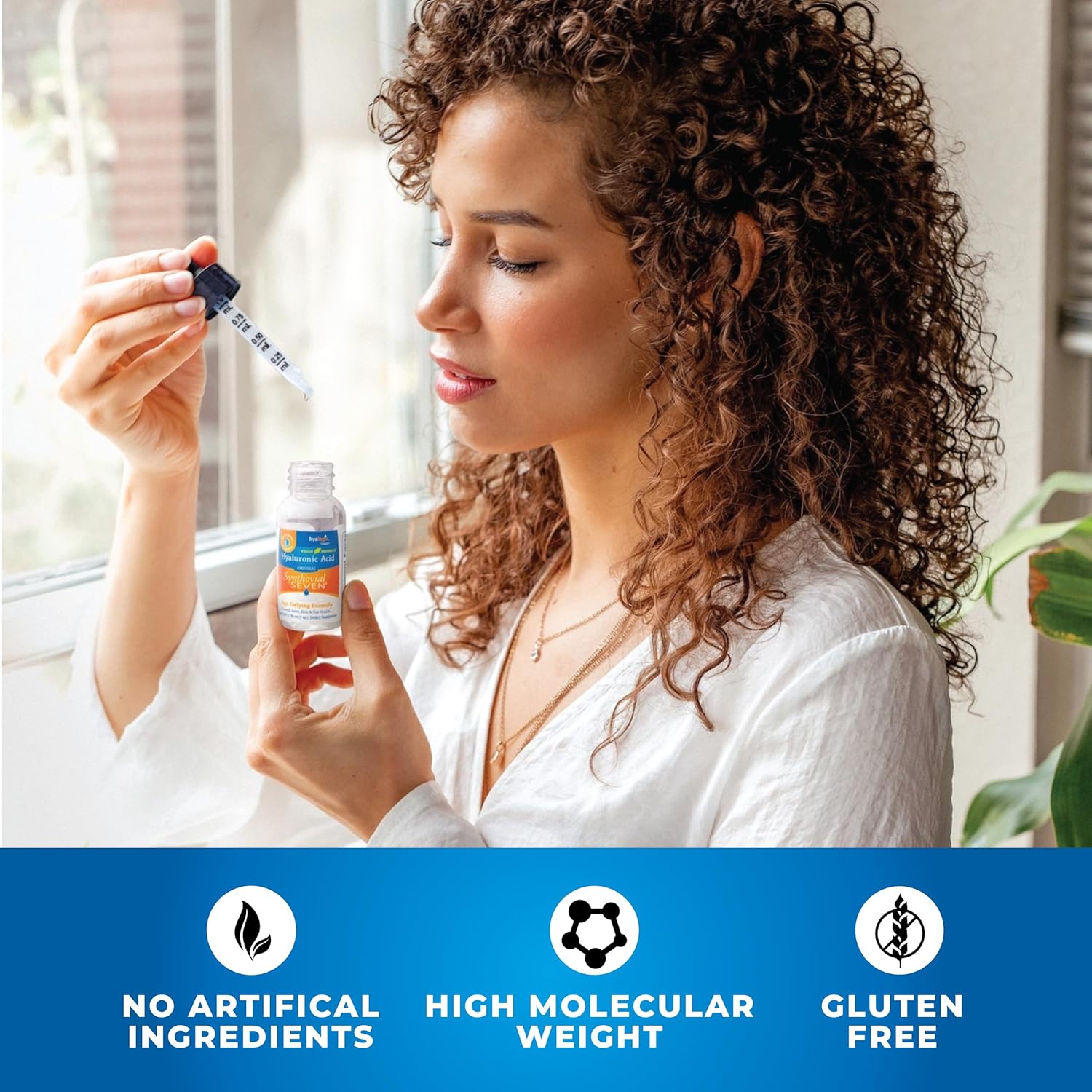 Pack of 2 Hyalogic Synthovial Seven Liquid HA Supplement for Skin, Joints, Eyes, Lips - 1oz - Gluten-Free, Vegan - Oral Hyaluronic Acid