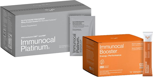 Pack of 2: Immunocal Platinum & Booster Energy Performance - Glutathione Precursor, Whey Protein Isolate, Rapid Energy Boost