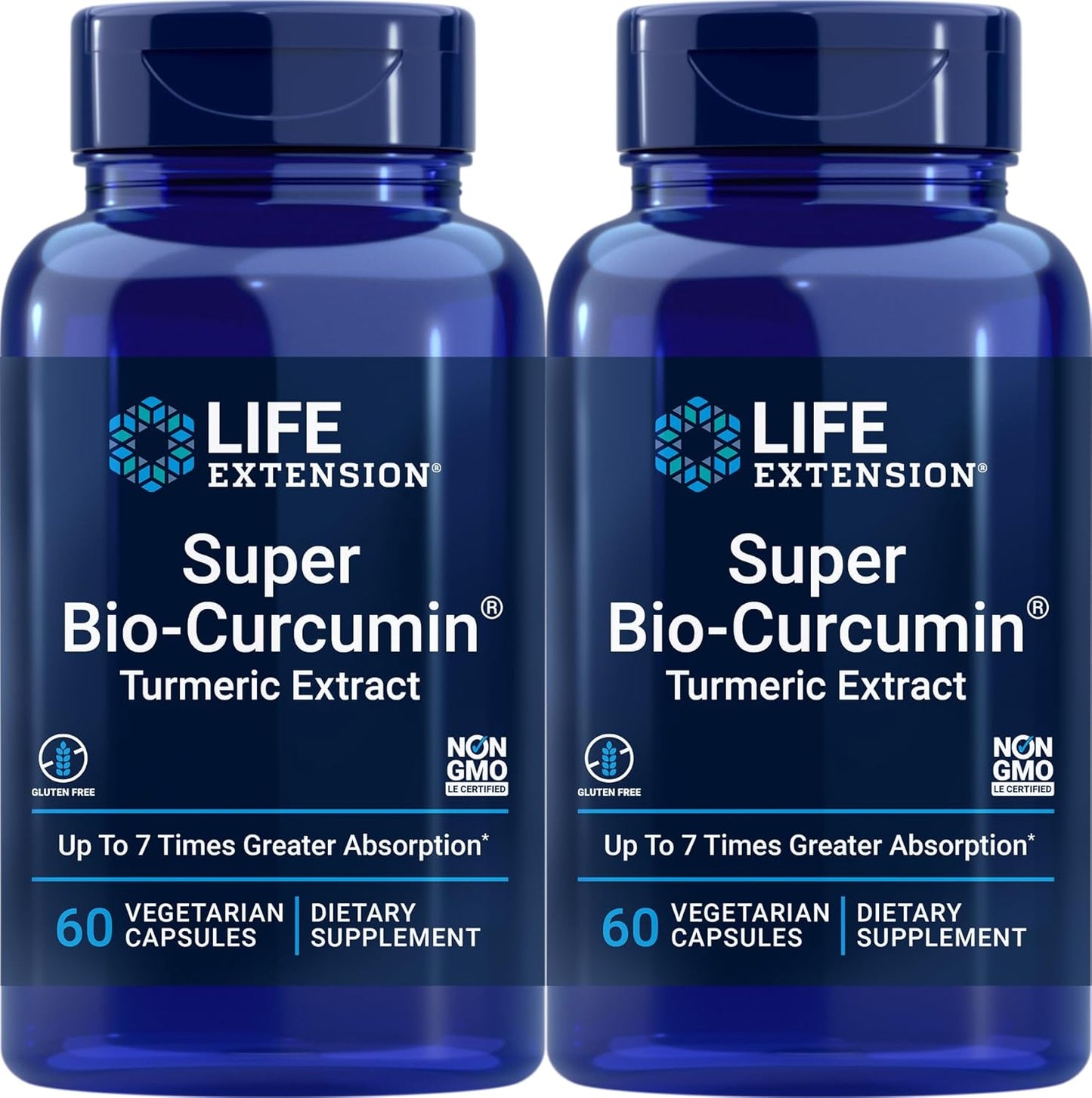 Pack of 2 Life Extension Super Bio-Curcumin Turmeric Extract Capsules, 400 mg, 60 Count