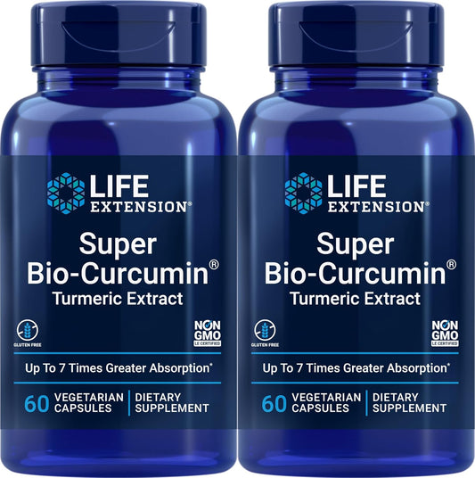 Pack of 2 Life Extension Super Bio-Curcumin Turmeric Extract Capsules, 400 mg, 60 Count