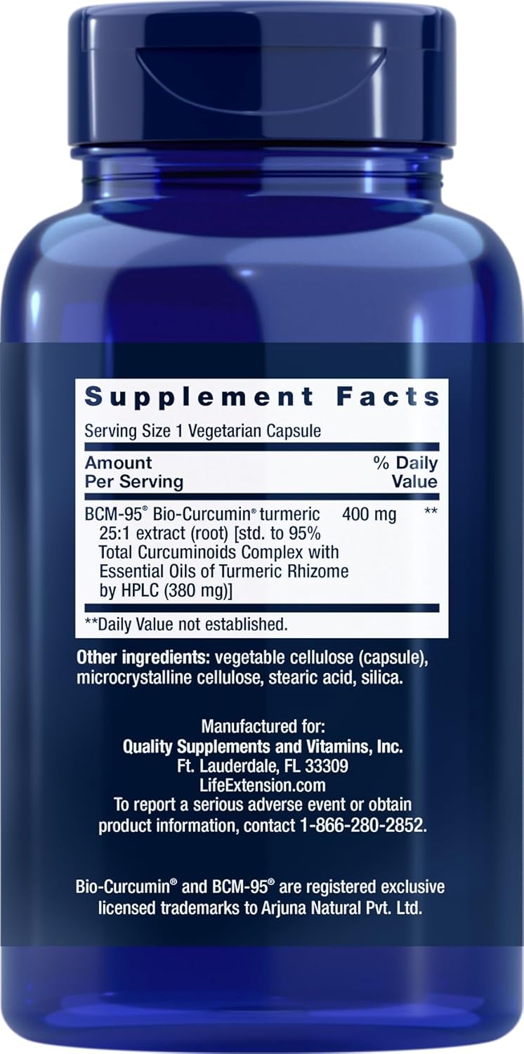 Pack of 2 Life Extension Super Bio-Curcumin Turmeric Extract Capsules, 400 mg, 60 Count