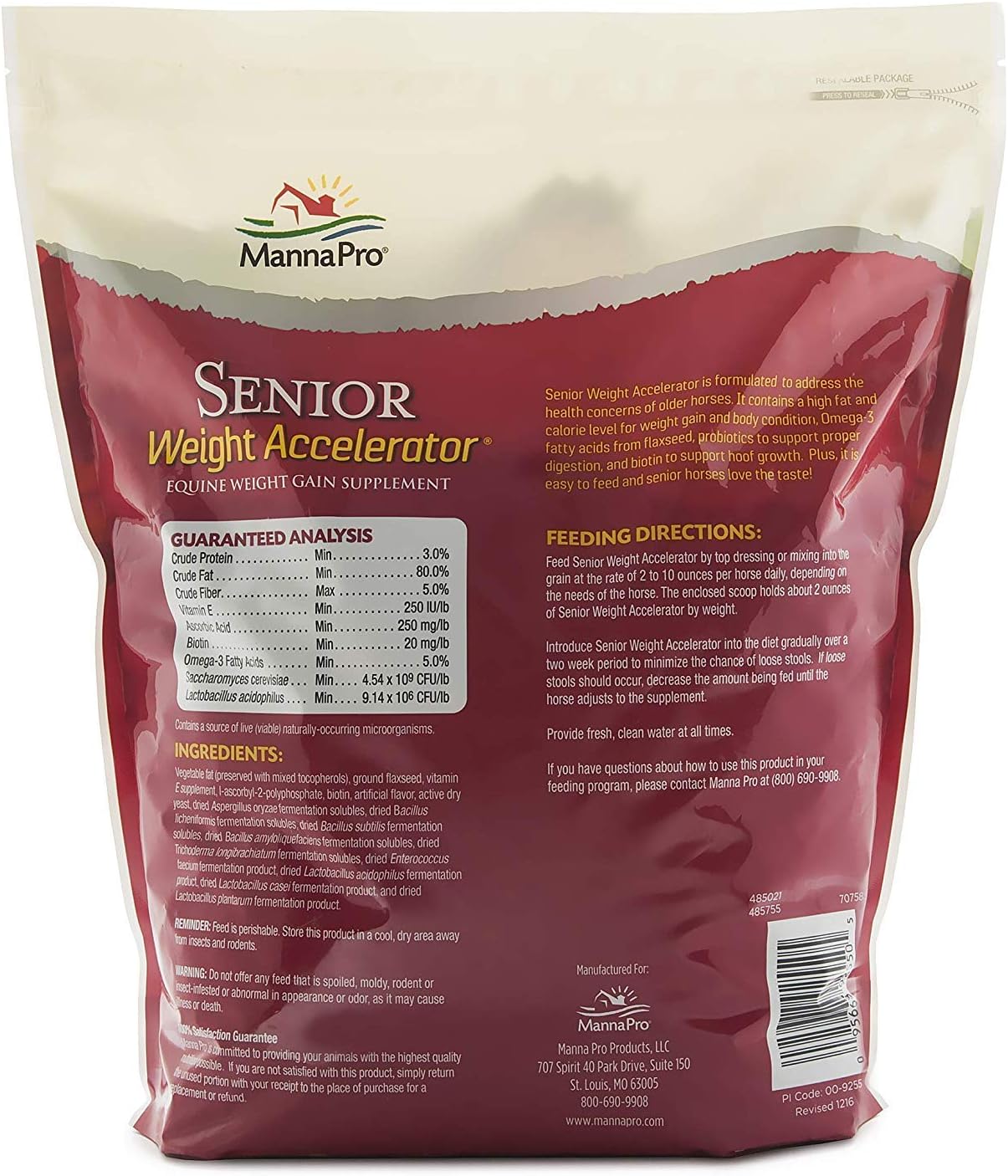 Pack of 2 Manna Pro Senior Weight Accelerator for Horses, 16 Pounds Total