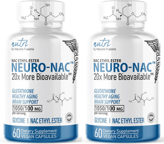 Pack of 2 Neuro NAC Supplement - Boost Glutathione 10x More - 20x More Bioavailable Than NAC 600mg - 120 Capsules