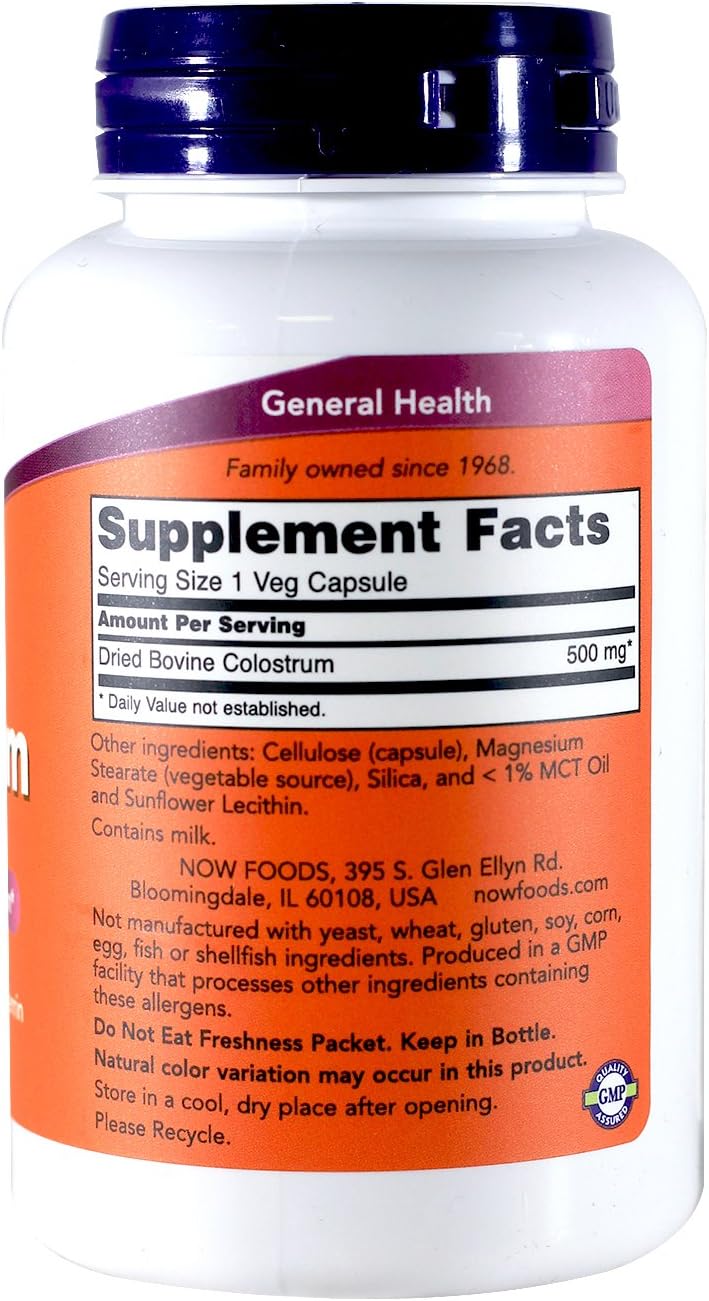 Pack of 2 NOW Foods Colostrum 500mg Capsules - 240 Count