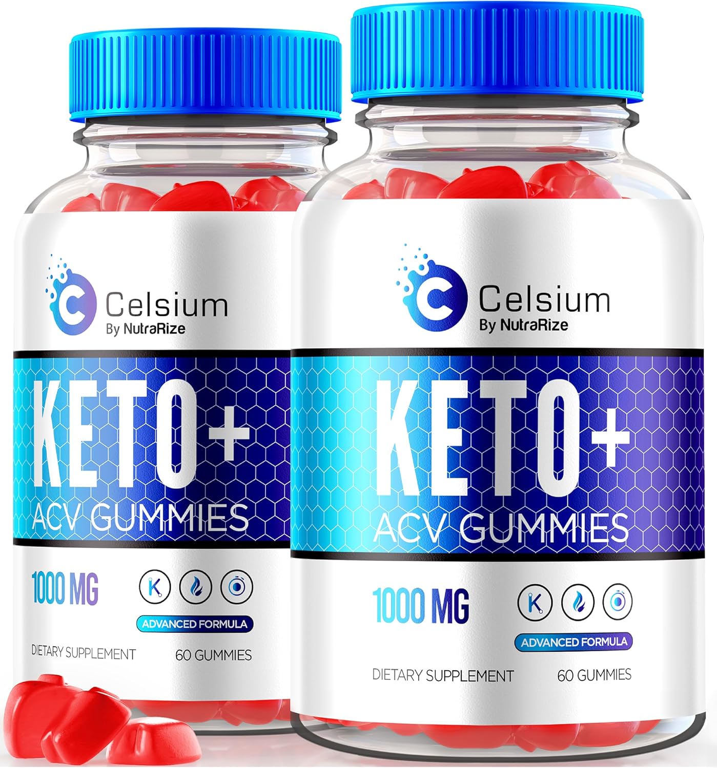 Pack of 2 NutraRize Celsium Keto+ACV Gummies - Advanced 1000MG Apple Cider Vinegar Formula, All-Natural Keto Official Dietary Supplement - 120 Gummies