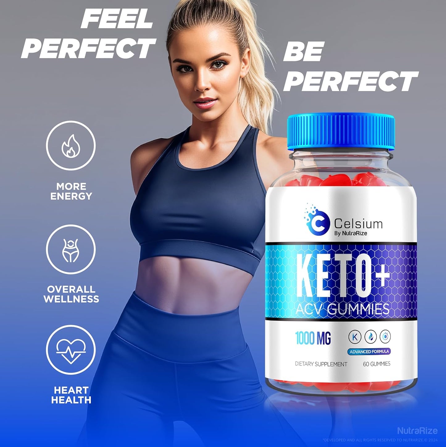 Pack of 2 NutraRize Celsium Keto+ACV Gummies - Advanced 1000MG Apple Cider Vinegar Formula, All-Natural Keto Official Dietary Supplement - 120 Gummies