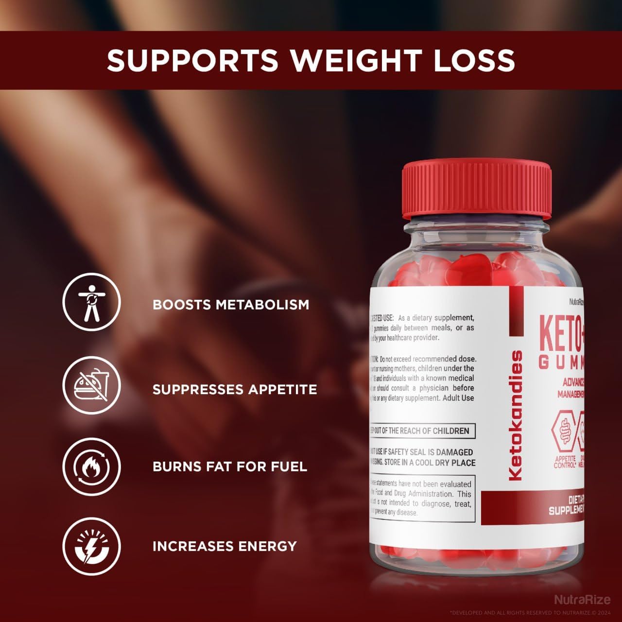 Pack of 2 NutraRize KetoKandies Keto+ACV Gummies for Weight Loss - Maximum Strength Supplement with 120 Gummies - Keto Kandies Reviews