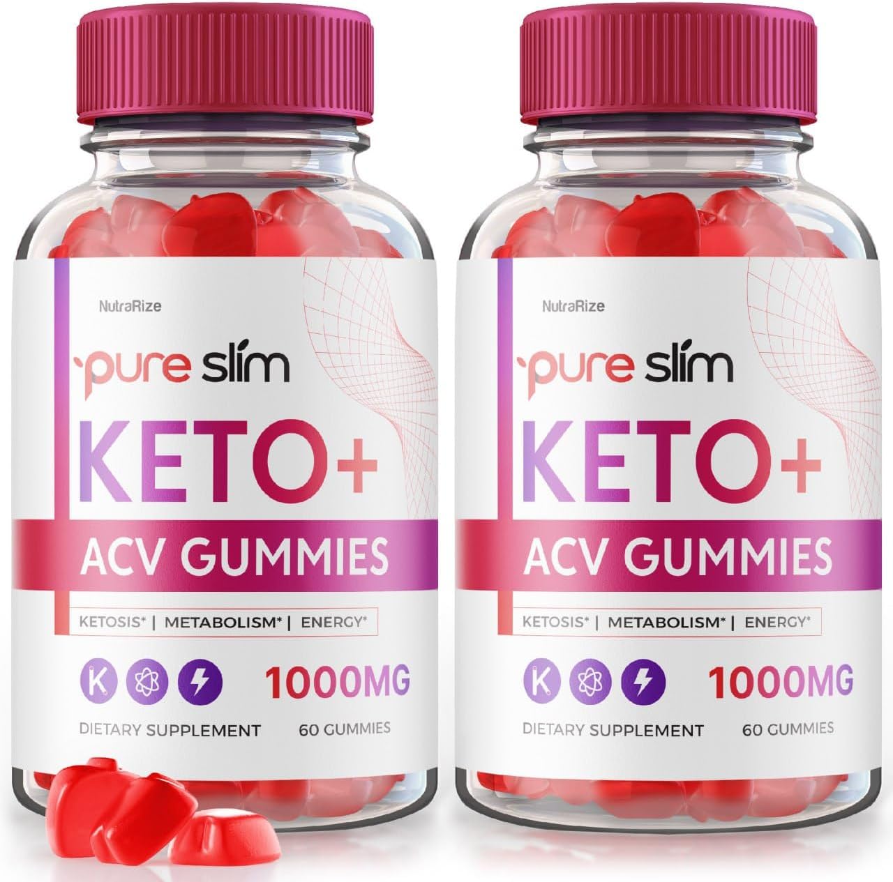 Pack of 2 NutraRize Pure Slim Keto and ACV Gummies for Maximum Strength Slimming Formula Support - 120 Gummies