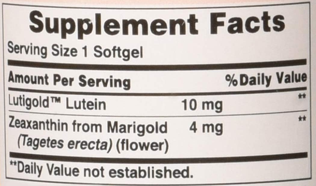 Pack of 2 Puritan's Pride Zeaxanthin 4mg and Lutein 10mg for Healthy Eyes and Vision - 60 ct
