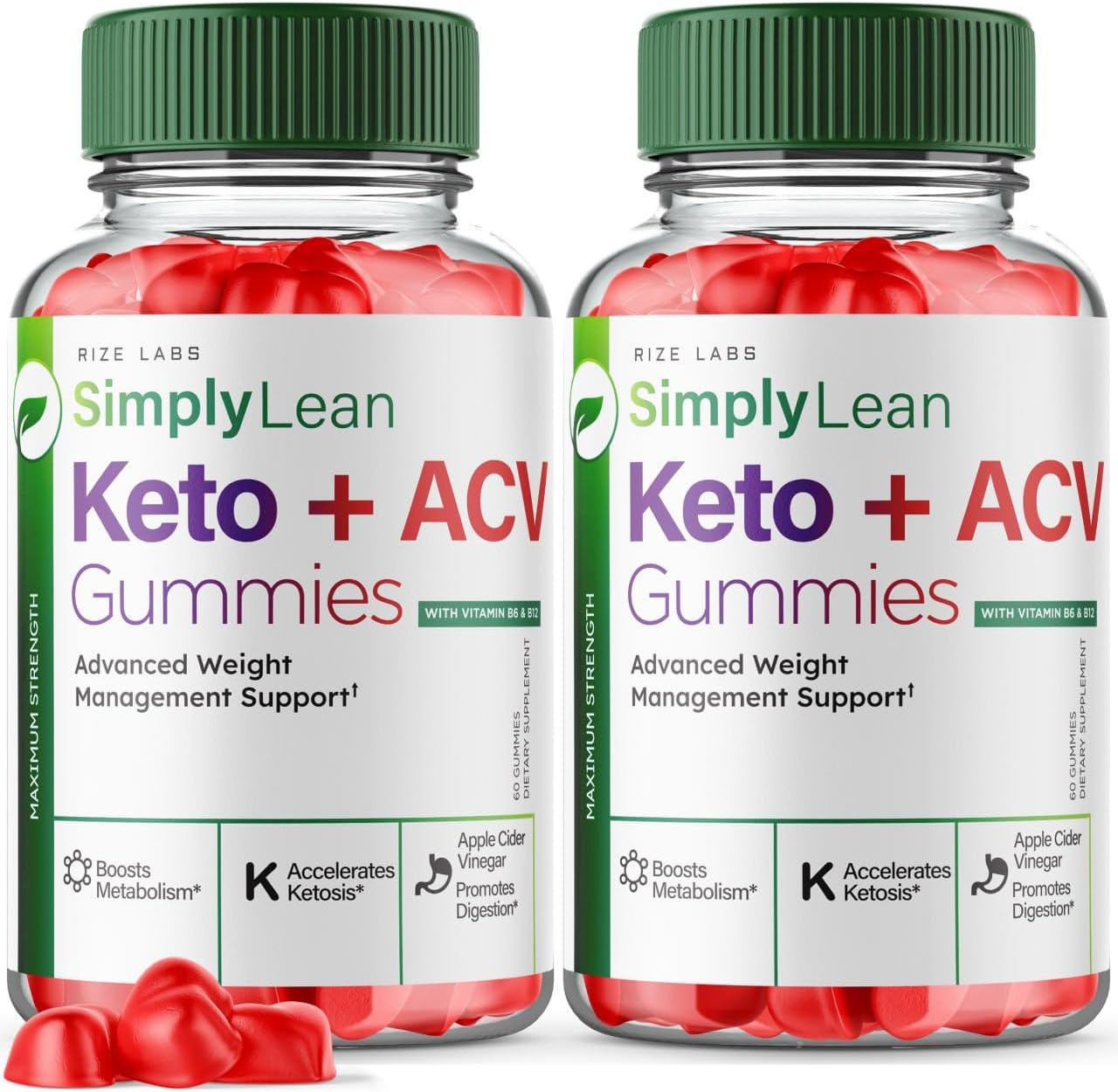 Pack of 2 SimplyLean Keto and ACV Gummies for Advanced Weight Loss - 120 Gummies