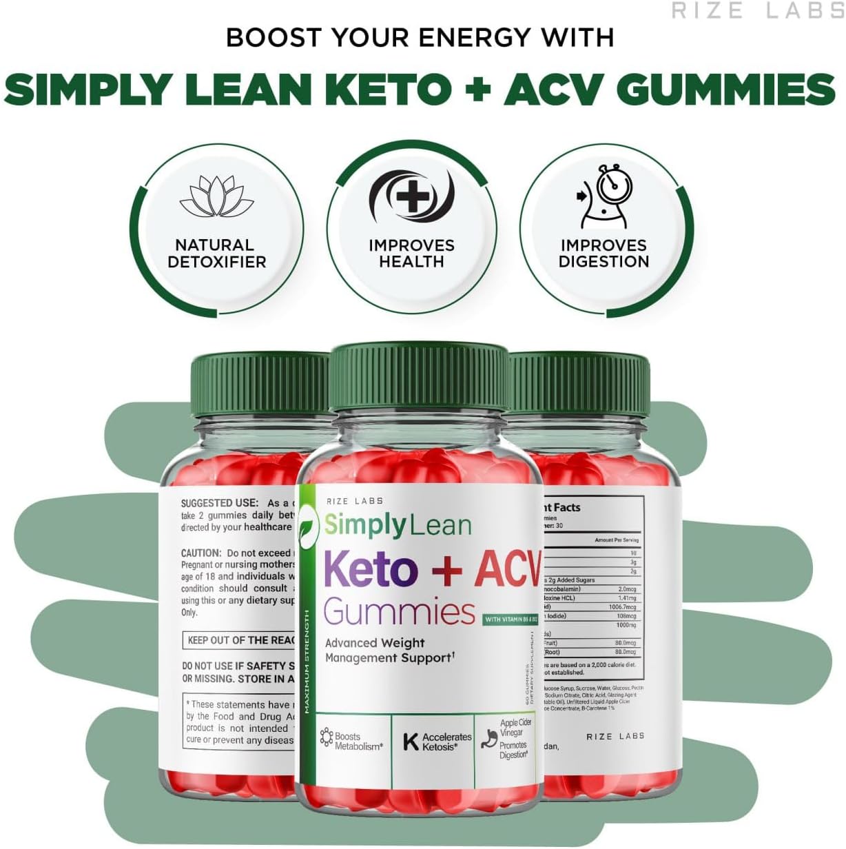 Pack of 2 SimplyLean Keto and ACV Gummies for Advanced Weight Loss - 120 Gummies