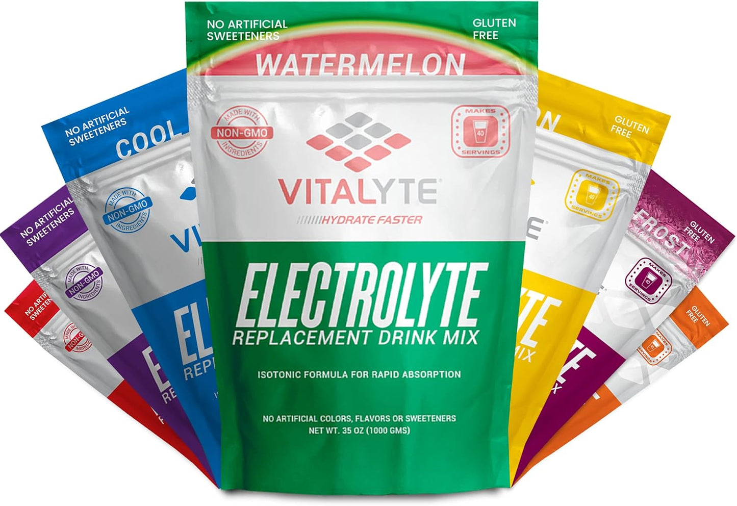 Pack of 2 Vitalyte Isotonic Electrolyte Powder Drink Mix, Gluten Free Post Workout Hydration, 35 oz Each, Watermelon Flavor