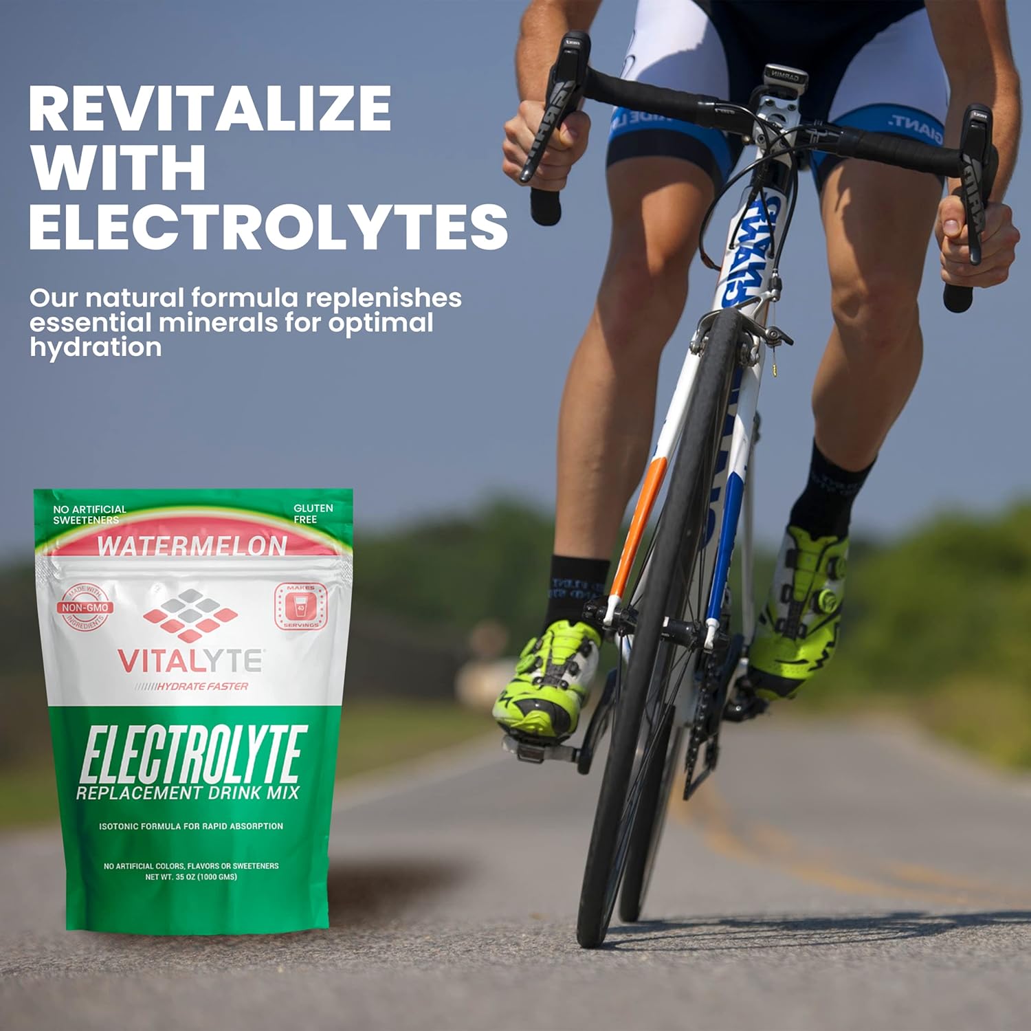 Pack of 2 Vitalyte Isotonic Electrolyte Powder Drink Mix, Gluten Free Post Workout Hydration, 35 oz Each, Watermelon Flavor