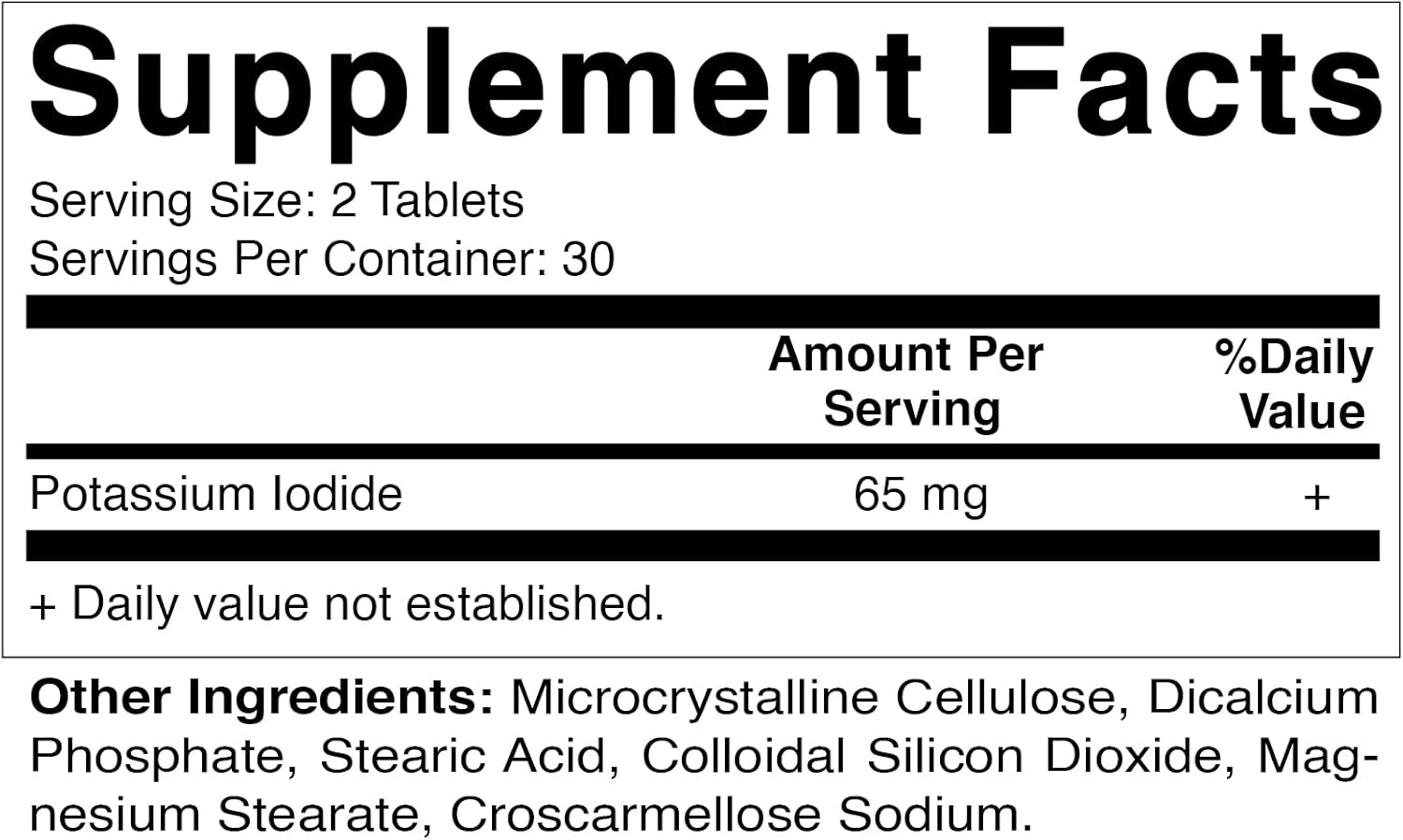 Pack of 2 Vitamatic Potassium Iodide 65 mg Tablets - Thyroid Support Supplement with KI - 120 Pills Total