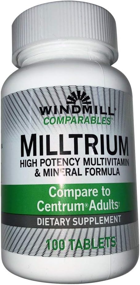 Pack of 2 Windmill Comparables Milltrium High Potency Multivitamin and Mineral Tablets, 100 Ea - Best Value!
