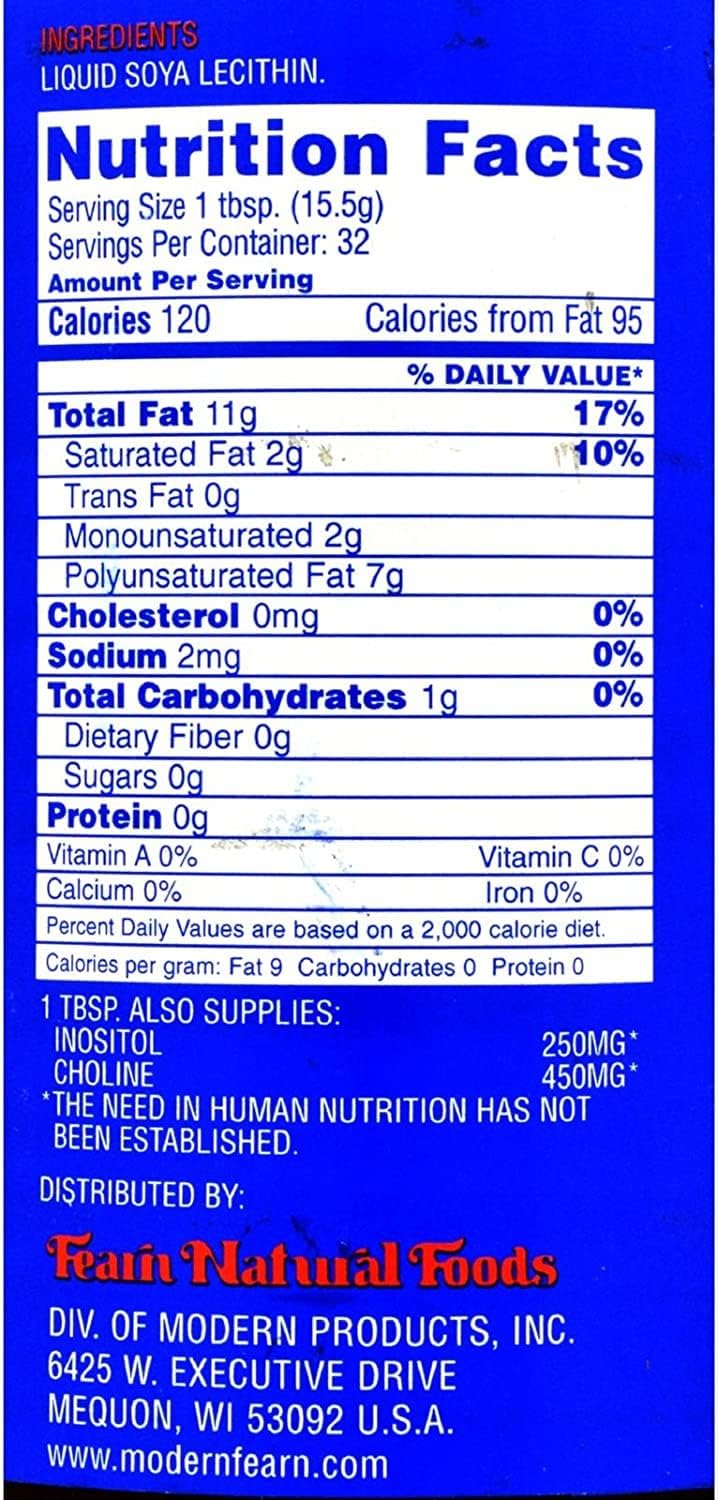 Pack of 2 ZYOKIG Fearn Natural Foods Liquid Lecithin - 16 Oz Bottles