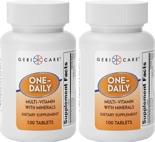 Pack of 200 GeriCare One-Daily Multi-Vitamin & Minerals Tablets for Dietary Supplement