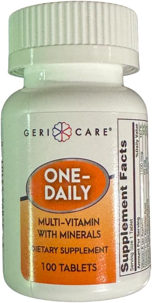 Pack of 200 GeriCare One-Daily Multi-Vitamin & Minerals Tablets for Dietary Supplement